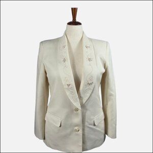 VTG Joyce Sportswear Pearl Buttons Embroidered Bride Bridesmaid Blazer (SZ 12)